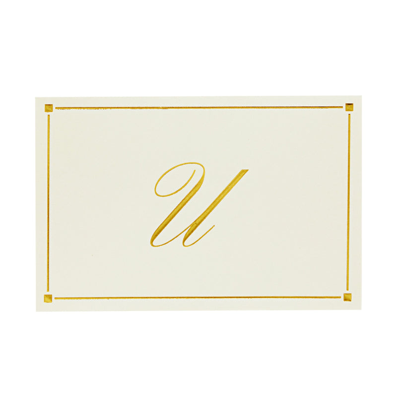 Gold Foil Letter U Personalized Blank Note Cards with Envelopes 4x6, Initial U Monogrammed Stationery Set (Ivory, 24 Pack)