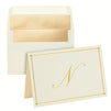 Gold Foil Letter N Personalized Blank Note Cards with Envelopes 4x6, Initial N Monogrammed Stationery Set (Ivory, 24 Pack)
