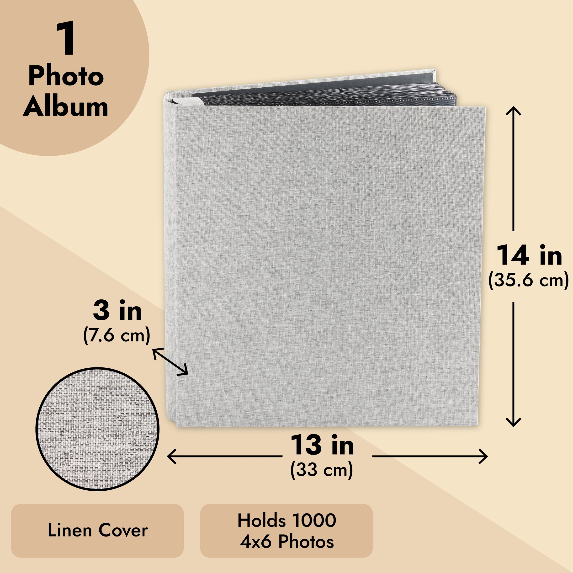 Photo Album 4x6 1000 Pockets, Extra Large Capacity Linen Cover