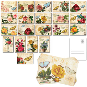 Victorian Vintage Postcards, Bulk Set with Floral Designs (4 x 6 In, 40 Pack)