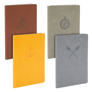 4 Pack A5 Nautical Leather Journal for Men, Lined Lay-Flat Notebooks for Writing, 96 Sheets/192 Pages (4 Colors)