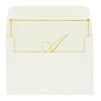 Gold Foil Letter A Personalized Blank Note Cards with Envelopes 4x6, Initial A Monogrammed Stationery Set (Ivory, 24 Pack)