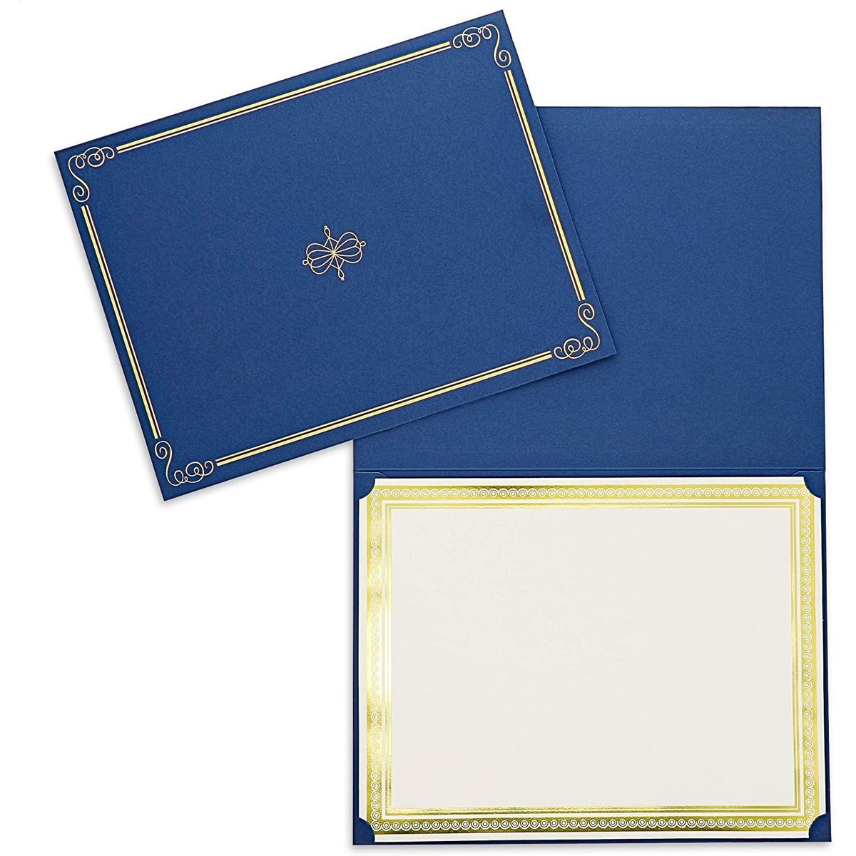 Gold Foil Stamped Certificate Document Cover - Blue