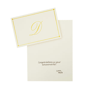 Gold Foil Letter D Personalized Blank Note Cards with Envelopes 4x6, Initial D Monogrammed Stationery Set (Ivory, 24 Pack)