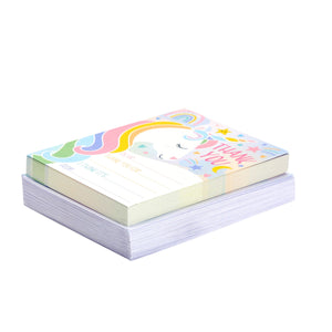 36 Pack Unicorn Fill In the Blank Thank You Cards with Envelopes, Kids Greeting Cards (5.5 x 4.2 In)