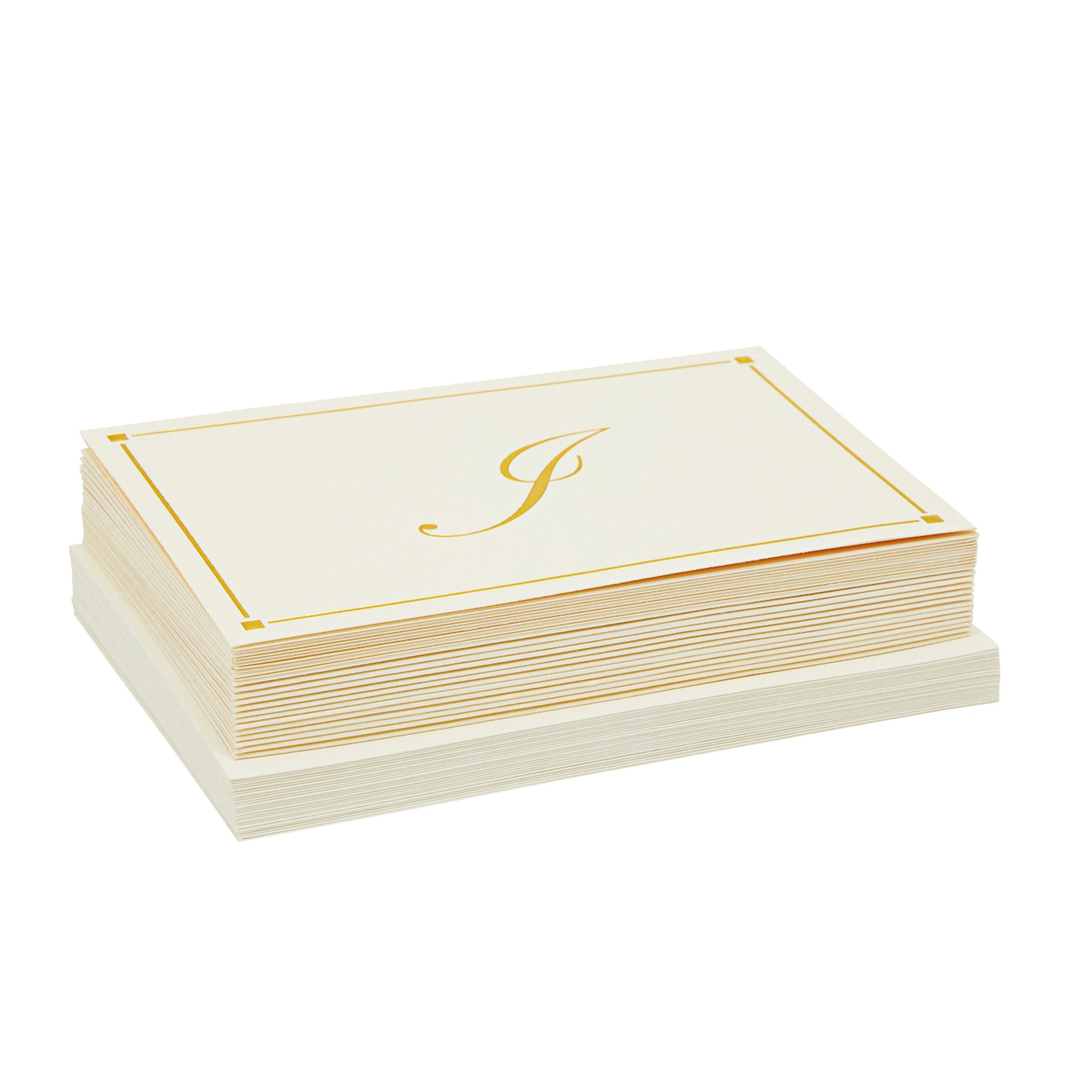 Gold Foil Letter V Personalized Blank Note Cards with Envelopes 4x6,  Initial V Monogrammed Stationery Set (Ivory, 24 Pack)
