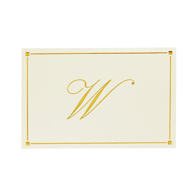 Gold Foil Letter W Personalized Blank Note Cards with Envelopes 4x6, Initial W Monogrammed Stationery Set (Ivory, 24 Pack)